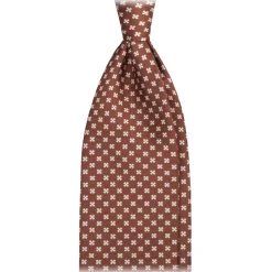 Viola Milano - Clover Floral Selftipped Italian Silk Tie - Brown - Handmade in Italy - Luxury Exclusive Collection - Avvenice^ Ties & Bow Ties