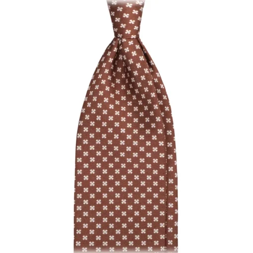 Viola Milano - Clover Floral Selftipped Italian Silk Tie - Brown - Handmade in Italy - Luxury Exclusive Collection - Avvenice^ Ties & Bow Ties