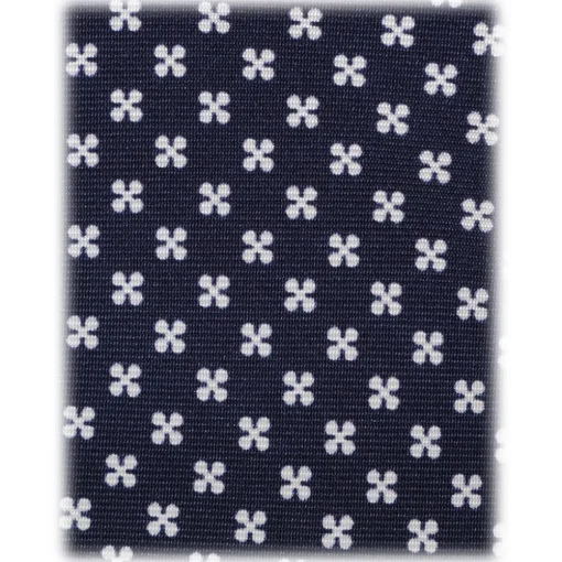 Viola Milano - Clover Floral Selftipped Italian Silk Tie - Navy - Handmade in Italy - Luxury Exclusive Collection - Avvenice