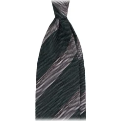 Viola Milano - Club Stripe 3-fold Grenadine Tie - Green Mix - Handmade in Italy - Luxury Exclusive Collection - Avvenice^ Ties & Bow Ties