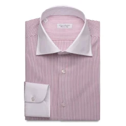 Viola Milano - Contrast Collar Shirt - Red and White - Handmade in Italy - Luxury Exclusive Collection - Avvenice