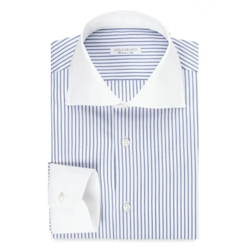 Viola Milano - Contrast Collar Shirt - Multi Stripe - Handmade in Italy - Luxury Exclusive Collection - Avvenice^ Shirts