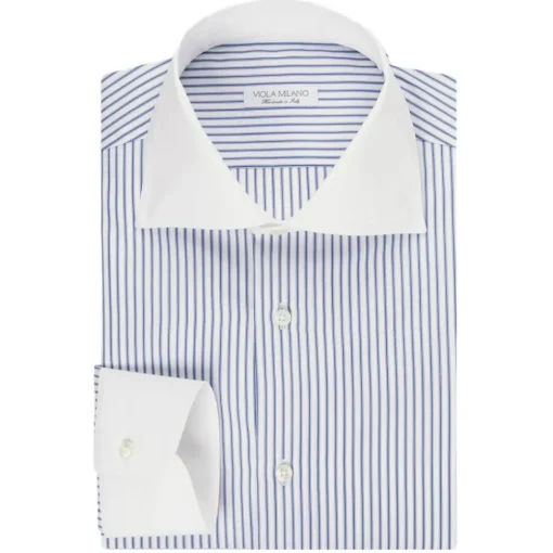 Viola Milano - Contrast Collar Cut-Away Collar Shirt - Multi Stripe - Handmade in Italy - Luxury Exclusive Collection - Avvenice^ Shirts