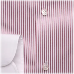 Viola Milano - Contrast Collar Shirt - Red and White - Handmade in Italy - Luxury Exclusive Collection - Avvenice