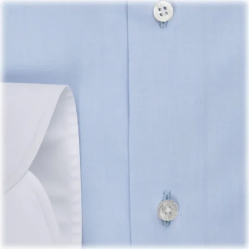 Viola Milano - Contrast Collar Shirt - Blue and White - Handmade in Italy - Luxury Exclusive Collection - Avvenice