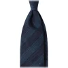 Viola Milano - Contrast Stripe 3-fold Grenadine Tie - Denim Mix - Handmade in Italy - Luxury Exclusive Collection - Avvenice