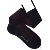 Viola Milano - Contrast Striped Over-The-Calf Cotton Socks - Navy/Wine - Handmade in Italy - Luxury Exclusive Collection - Avvenice^ Accessories