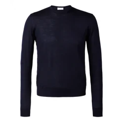 Viola Milano - Crew-Neck Merino Jumper - Navy - Handmade in Italy - Luxury Exclusive Collection - Avvenice^ Knitwears