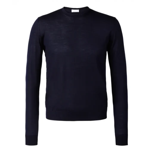 Viola Milano - Crew-Neck Merino Jumper - Navy - Handmade in Italy - Luxury Exclusive Collection - Avvenice^ Knitwears