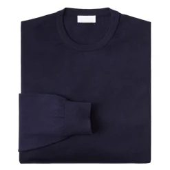 Viola Milano - Crew-Neck Merino Jumper - Navy - Handmade in Italy - Luxury Exclusive Collection - Avvenice^ Knitwears