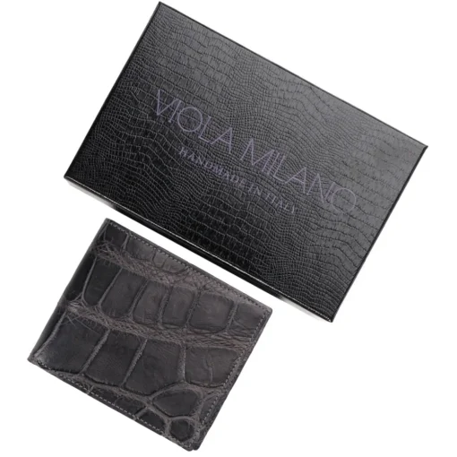 Viola Milano - Crocodile Slim Wallet - Grey - Handmade in Italy - Luxury Exclusive Collection - Avvenice^ Wallets