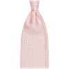 Viola Milano - Cross Pattern Handprinted Selftipped Silk Tie - Pink/White - Handmade in Italy - Luxury Exclusive Collection - Avvenice