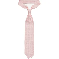 Viola Milano - Cross Pattern Handprinted Selftipped Silk Tie - Pink/White - Handmade in Italy - Luxury Exclusive Collection - Avvenice