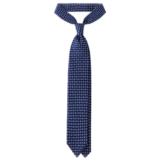 Viola Milano - Cube Pattern Selftipped Silk Tie - Navy - Made in Italy - Luxury Exclusive Collection - Avvenice^ Ties & Bow Ties