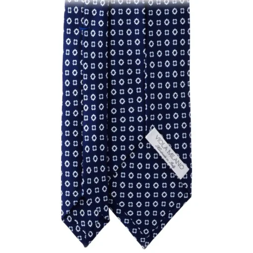 Viola Milano - Cube Pattern Selftipped Silk Tie - Navy - Made in Italy - Luxury Exclusive Collection - Avvenice^ Ties & Bow Ties