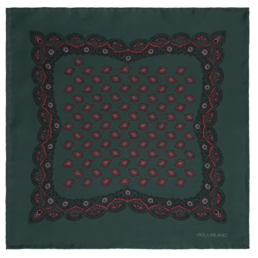 Viola Milano - Diamond Archive Printed Silk Pocket Square - Forest Mix - Handmade in Italy - Luxury Exclusive Collection - Avvenice