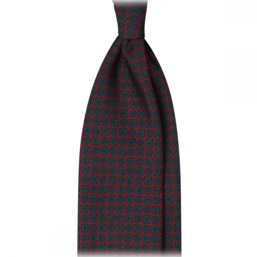 Viola Milano - Diamond Floral Handprinted Ancient Madder Silk Tie - Wine - Made in Italy - Luxury Exclusive Collection - Avvenice^ Ties & Bow Ties