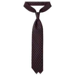 Viola Milano - Diamond Floral Handprinted Ancient Madder Silk Tie – Navy Mix - Made in Italy - Luxury Exclusive Collection - Avvenice