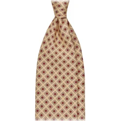 Viola Milano - Diamond Pattern 3-Fold Handprinted Selftipped Silk Tie - Yellow - Handmade in Italy - Luxury Exclusive Collection - Avvenice