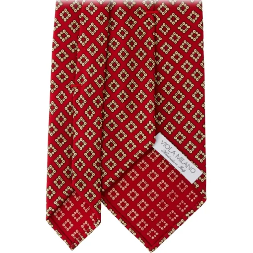 Viola Milano - Diamond Pattern 3-Fold Selftipped Silk Tie - Red Mix - Handmade in Italy - Luxury Exclusive Collection - Avvenice^ Ties & Bow Ties
