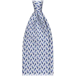 Viola Milano - Domino Pattern Selftipped Silk Tie - White - Handmade in Italy - Luxury Exclusive Collection - Avvenice^ Ties & Bow Ties