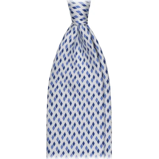 Viola Milano - Domino Pattern Selftipped Silk Tie - White - Handmade in Italy - Luxury Exclusive Collection - Avvenice^ Ties & Bow Ties