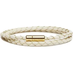 Viola Milano - Double Braided Italian Leather Bracelet Gold Clasp - Off White - Handmade in Italy - Luxury Exclusive Collection - Avvenice^ Bracelets