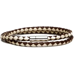 Viola Milano - Double Braided Two-Tone Italian Leather Bracelet - Brown Sand - Handmade in Italy - Luxury Exclusive Collection - Avvenice^ Bracelets