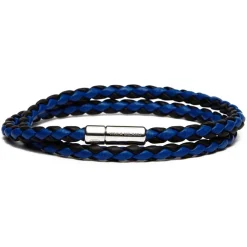 Viola Milano - Double Braided Two-Tone Italian Leather Bracelet - Black Blue - Handmade in Italy - Luxury Exclusive Collection - Avvenice^ Bracelets