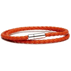Viola Milano - Double Braided Italian Leather Bracelet - Orange - Handmade in Italy - Luxury Exclusive Collection - Avvenice^ Bracelets