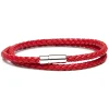 Viola Milano - Double Braided Italian Leather Bracelet - Red - Handmade in Italy - Luxury Exclusive Collection - Avvenice