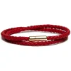 Viola Milano - Double Braided Italian Leather Bracelet - Red - Handmade in Italy - Luxury Exclusive Collection - Avvenice^ Bracelets