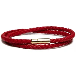 Viola Milano - Double Braided Italian Leather Bracelet - Red - Handmade in Italy - Luxury Exclusive Collection - Avvenice^ Bracelets
