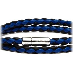 Viola Milano - Double Braided Two-Tone Italian Leather Bracelet - Black Blue - Handmade in Italy - Luxury Exclusive Collection - Avvenice^ Bracelets