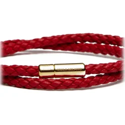 Viola Milano - Double Braided Italian Leather Bracelet - Red - Handmade in Italy - Luxury Exclusive Collection - Avvenice^ Bracelets