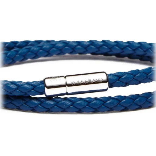 Viola Milano - Double Braided Italian Leather Bracelet - Blue - Handmade in Italy - Luxury Exclusive Collection - Avvenice^ Bracelets