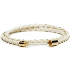 Viola Milano - Double Braided Italian Leather Bracelet Gold Clasp - Off White - Handmade in Italy - Luxury Exclusive Collection - Avvenice^ Bracelets