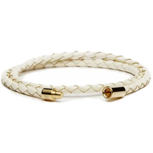 Viola Milano - Double Braided Italian Leather Bracelet Gold Clasp - Off White - Handmade in Italy - Luxury Exclusive Collection - Avvenice^ Bracelets