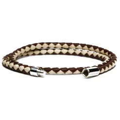 Viola Milano - Double Braided Two-Tone Italian Leather Bracelet - Brown Sand - Handmade in Italy - Luxury Exclusive Collection - Avvenice^ Bracelets