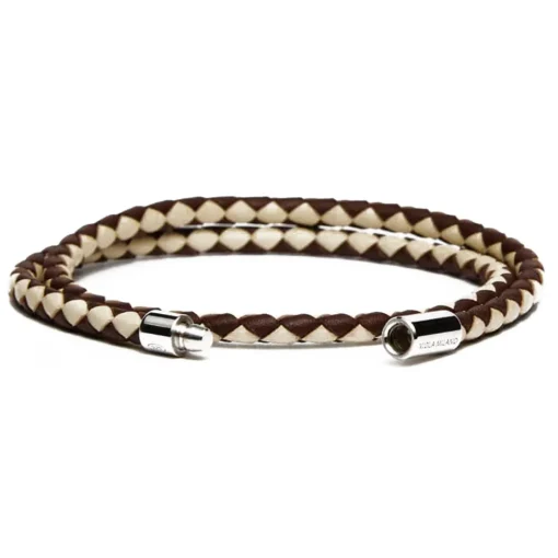 Viola Milano - Double Braided Two-Tone Italian Leather Bracelet - Brown Sand - Handmade in Italy - Luxury Exclusive Collection - Avvenice^ Bracelets