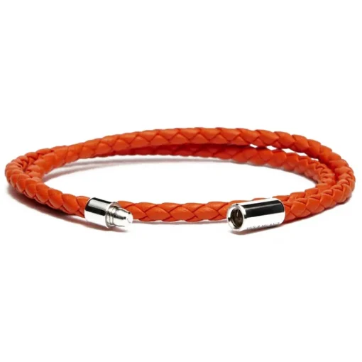 Viola Milano - Double Braided Italian Leather Bracelet - Orange - Handmade in Italy - Luxury Exclusive Collection - Avvenice^ Bracelets