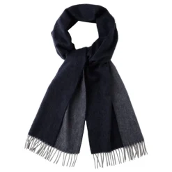 Viola Milano - Double Face Zibellino Cashmere Scarf - Navy and Grey - Handmade in Italy - Luxury Exclusive Collection - Avvenice^ Scarves