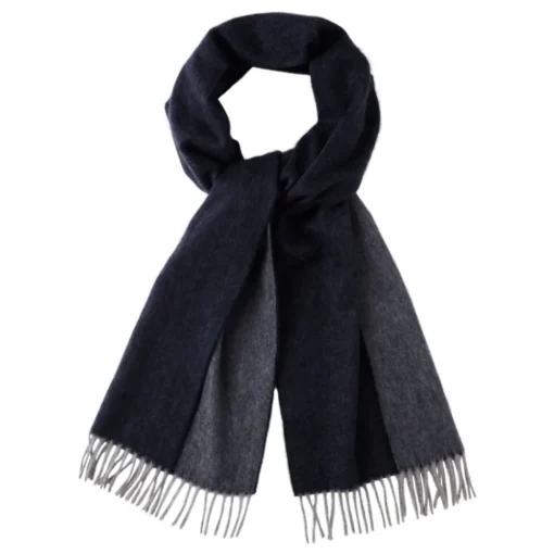 Viola Milano - Double Face Zibellino Cashmere Scarf - Navy and Grey - Handmade in Italy - Luxury Exclusive Collection - Avvenice^ Scarves
