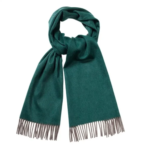 Viola Milano - Double Face Zibellino Cashmere Scarf - Green and Taupe - Handmade in Italy - Luxury Exclusive Collection - Avvenice^ Scarves