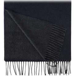 Viola Milano - Double Face 100% Zibellino Cashmere Scarf - Navy Blue/Grey - Handmade in Italy - Luxury Exclusive Collection - Avvenice