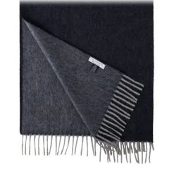 Viola Milano - Double Face Zibellino Cashmere Scarf - Navy and Grey - Handmade in Italy - Luxury Exclusive Collection - Avvenice^ Scarves
