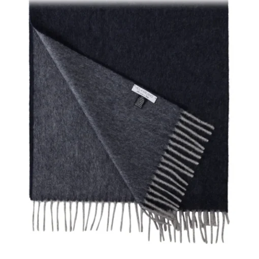 Viola Milano - Double Face Zibellino Cashmere Scarf - Navy and Grey - Handmade in Italy - Luxury Exclusive Collection - Avvenice^ Scarves