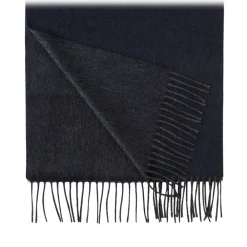 Viola Milano - Double Face Zibellino Cashmere Scarf - Navy and Grey - Handmade in Italy - Luxury Exclusive Collection - Avvenice^ Scarves