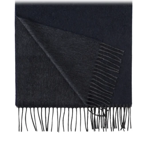 Viola Milano - Double Face Zibellino Cashmere Scarf - Navy and Grey - Handmade in Italy - Luxury Exclusive Collection - Avvenice^ Scarves