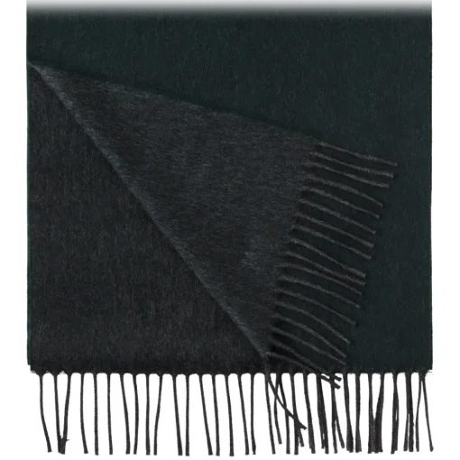 Viola Milano - Double Face 100% Zibellino Cashmere Scarf - Forest/Grey - Handmade in Italy - Luxury Exclusive Collection - Avvenice^ Scarves